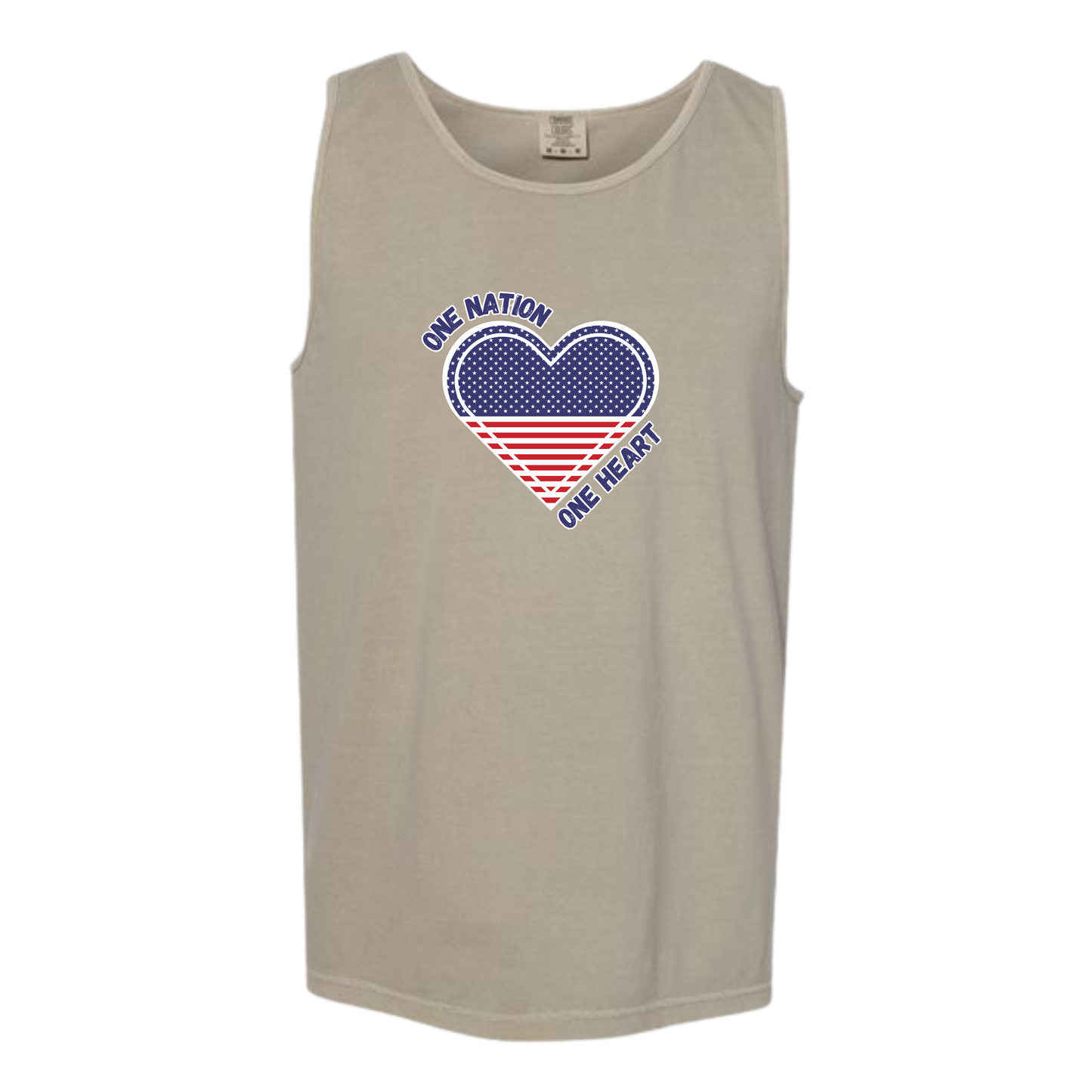 One Nation One Heart - Comfort Colors - Unisex Tank - Neutral Colors & Blues