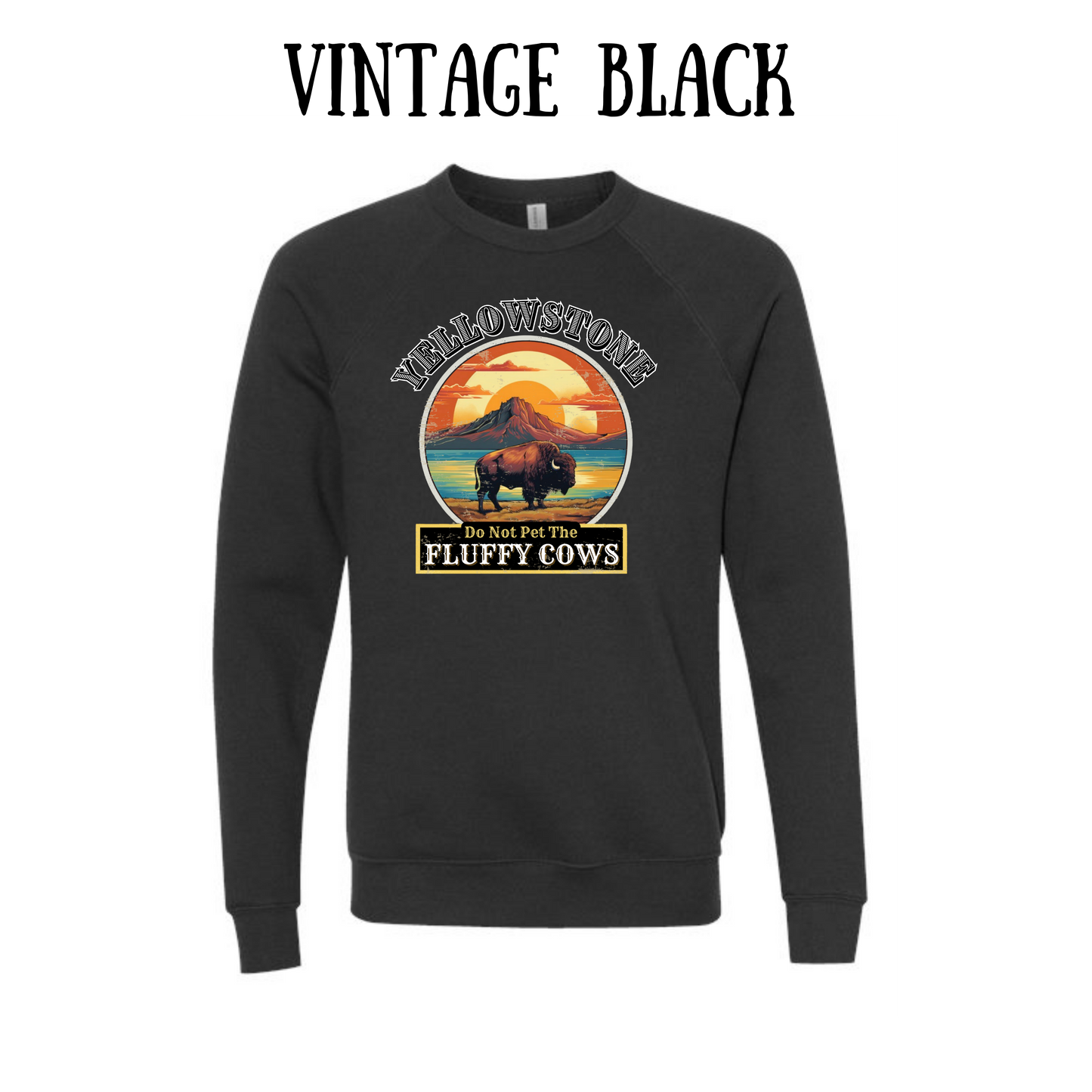 CP - Yellowstone: Fluffy Cows - Sponge Fleece Raglan Sweatshirt - Greens, Neutrals