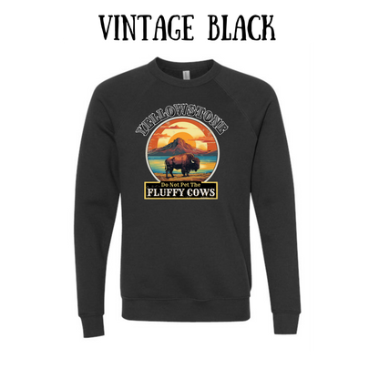 CP - Yellowstone: Fluffy Cows - Sponge Fleece Raglan Sweatshirt - Greens, Neutrals