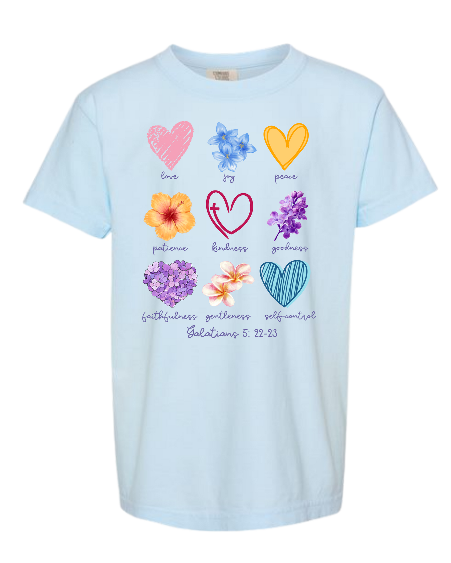 Galatians 5 - Spring - Comfort Colors - Heavyweight Youth Tee - Neutral Colors & Blues