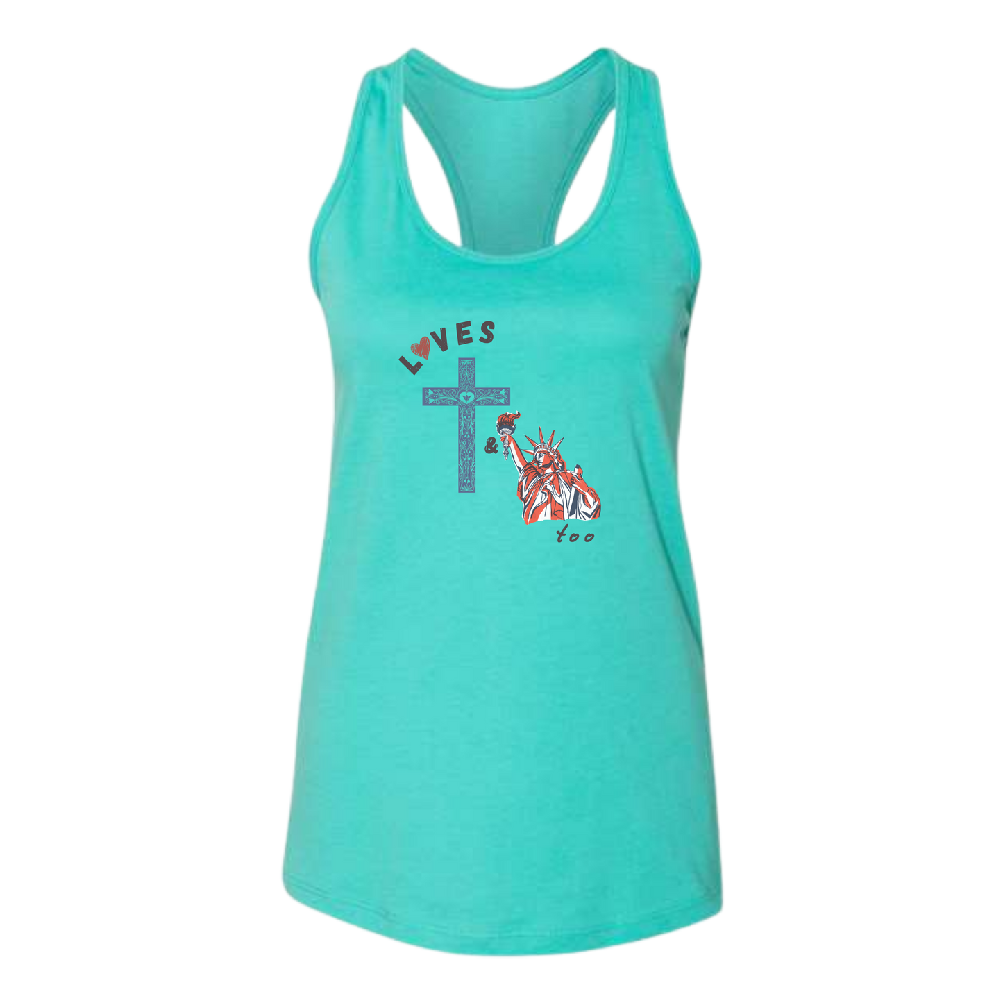Loves Jesus & America too - Bella+Canvas - Women's Jersey Racerback Tank