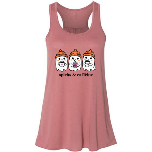 Spirits & Caffeine - Women's Flowy Racerback Tank - Assorted Colors