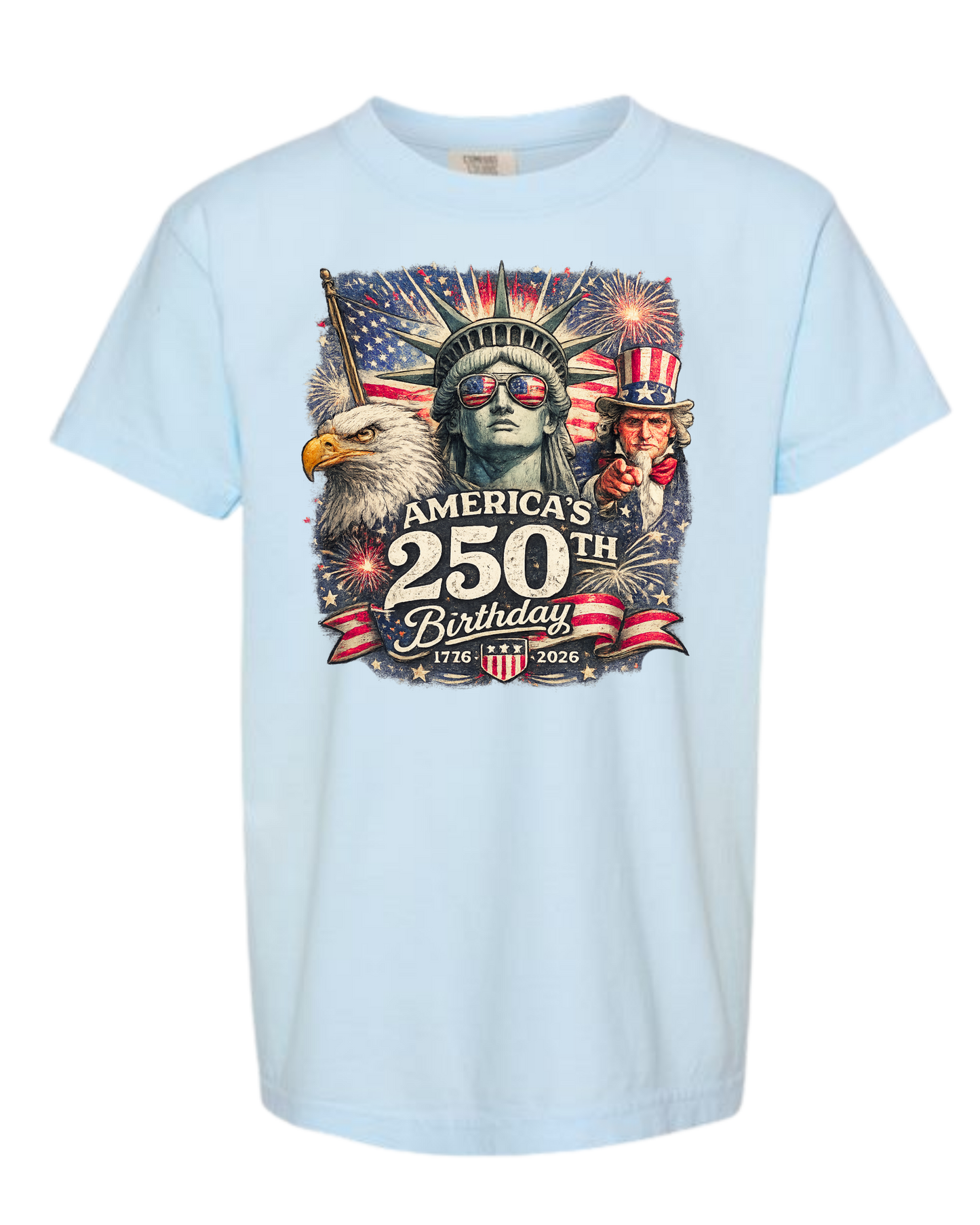 America's 250th Birthday - Comfort Colors - Heavyweight Youth Tee - Neutral Colors & Blues
