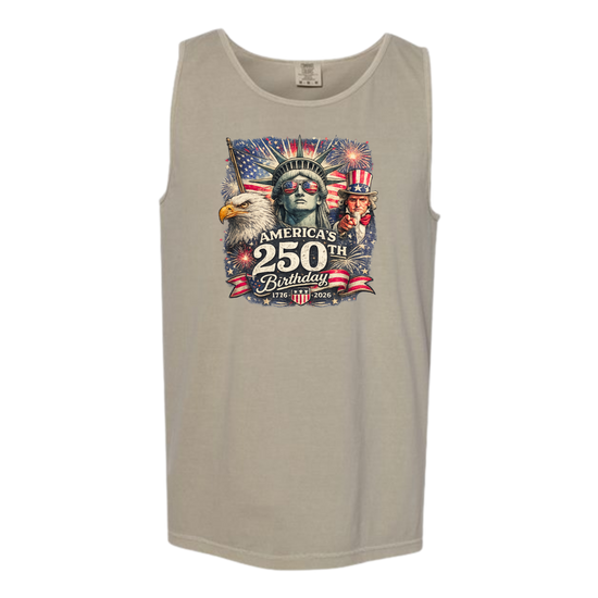 America's 250th Birthday - Comfort Colors - Unisex Tank - Neutral Colors & Blues