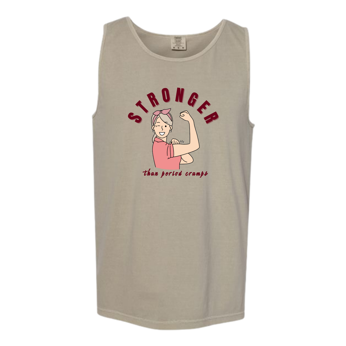 Stronger Than Period Cramps - Comfort Colors - Unisex Tank - Neutral Colors & Blues