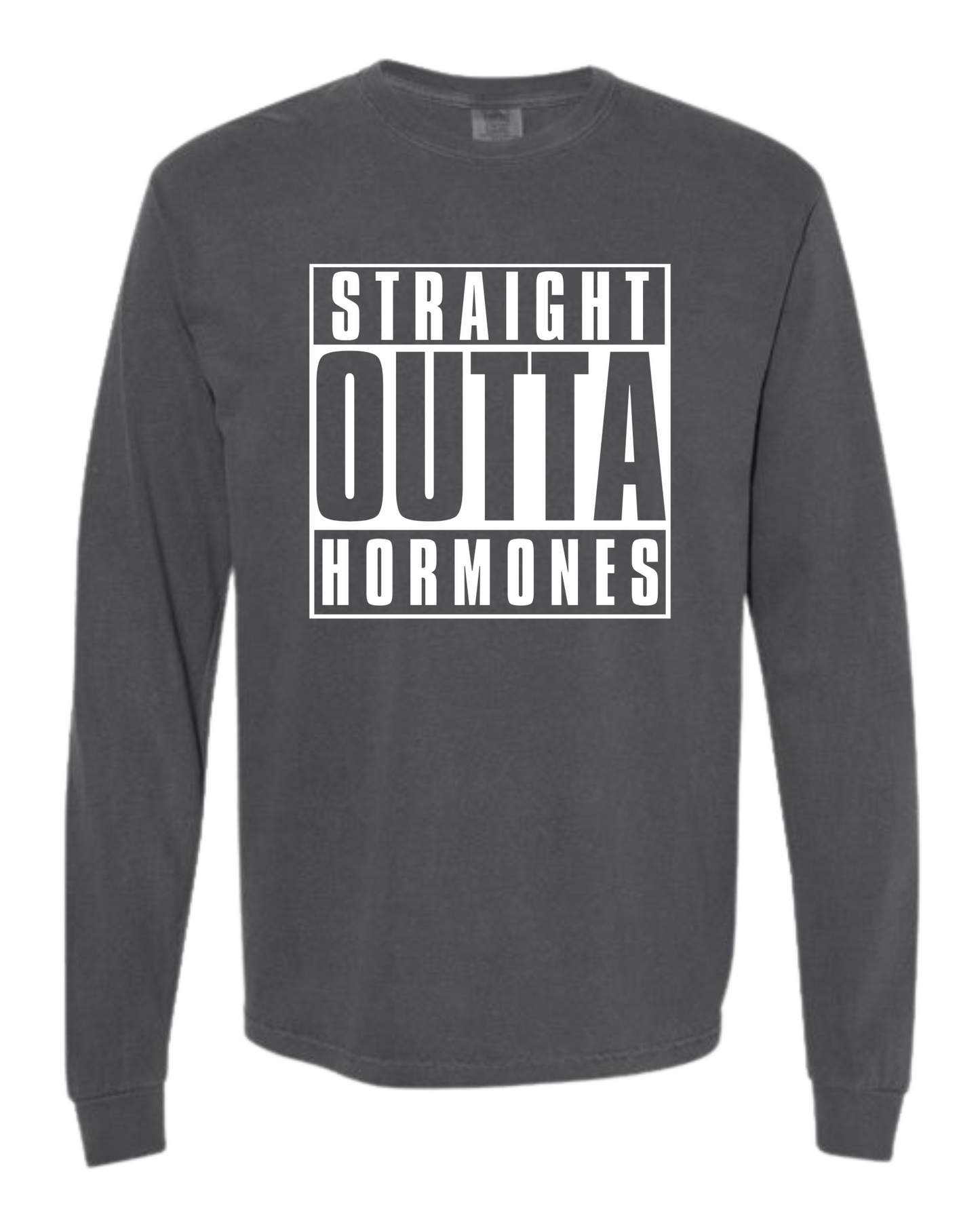 Straight Outta Hormones - Comfort Colors - Heavyweight Long Sleeve Tee - Neutral Colors