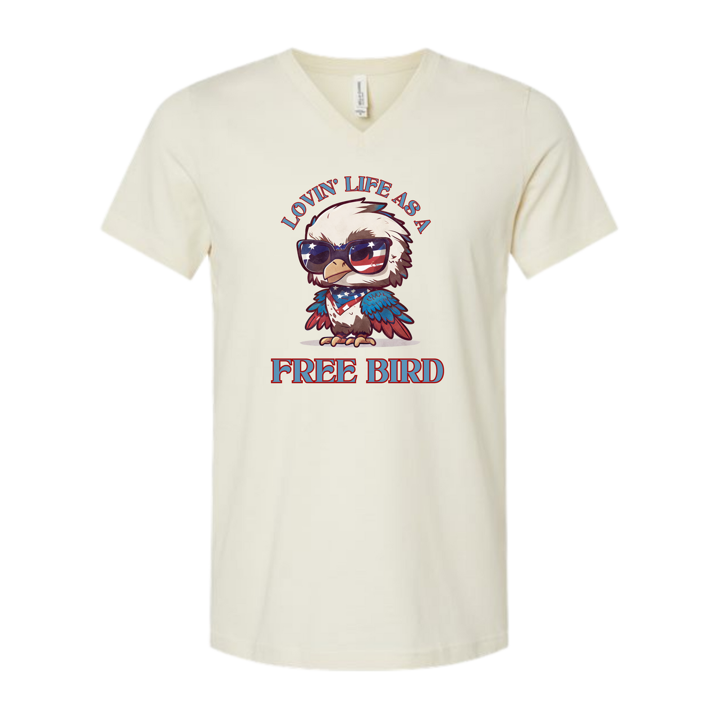 Lovin' Life as a Free Bird - Bella+Canvas - Unisex V-Neck - Neutral Colors