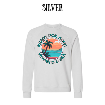 VP - Ready For Some Vitamin D & Sea - Sponge Fleece Raglan Sweatshirt - Greens, Neutrals