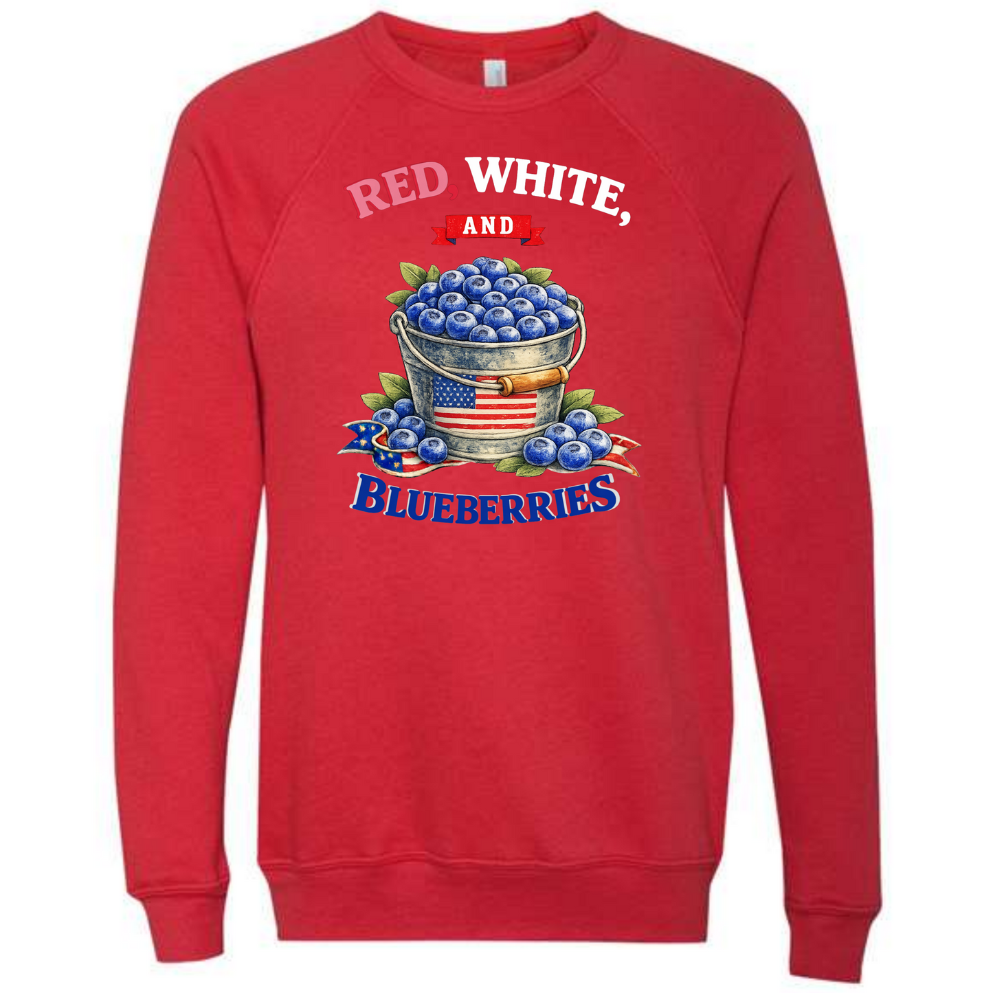 Red, White, And Blueberries - Sponge Fleece Raglan Sweatshirt - Assorted Colors