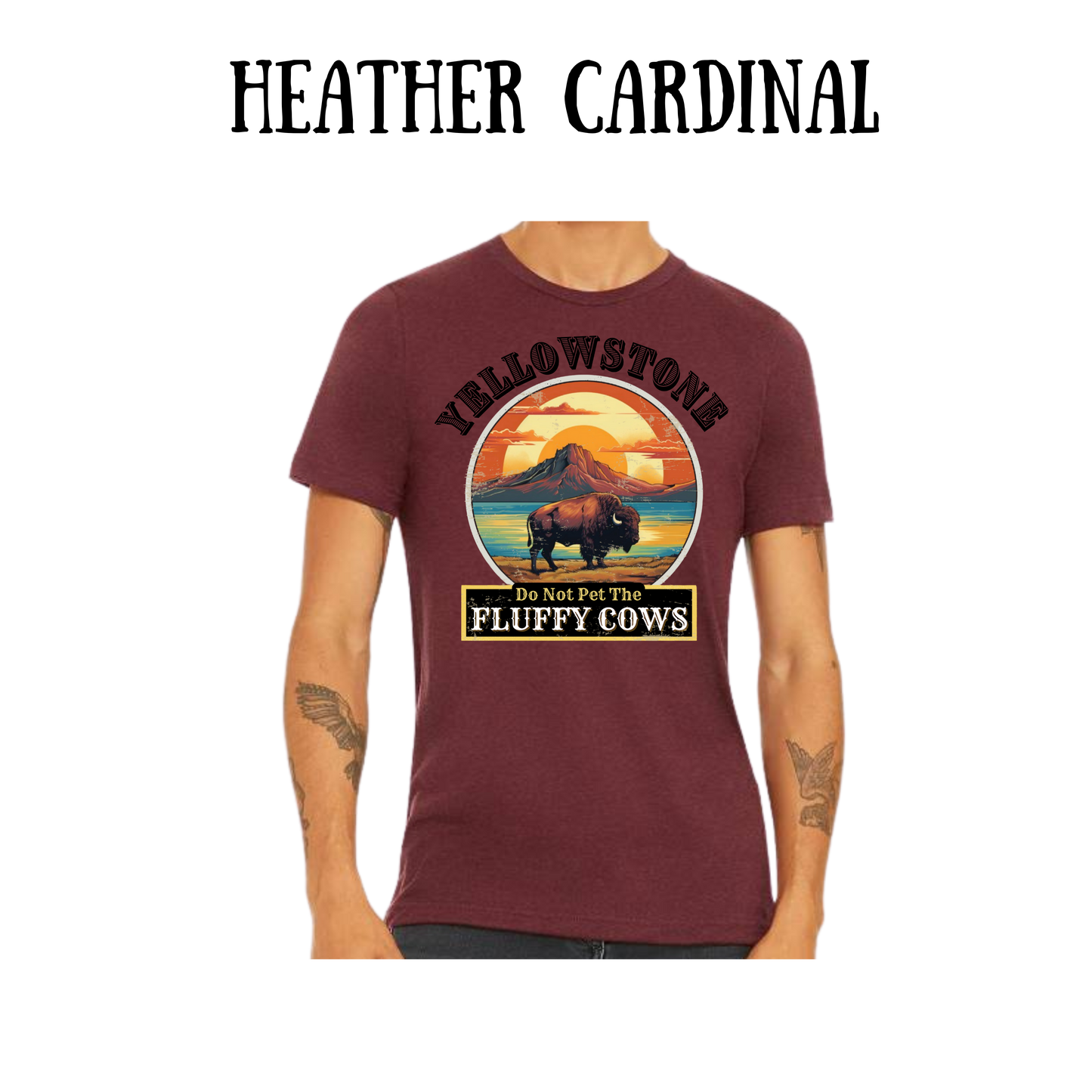 CP - Yellowstone: Fluffy Cows - Unisex Tee - Yellows, Oranges, Reds