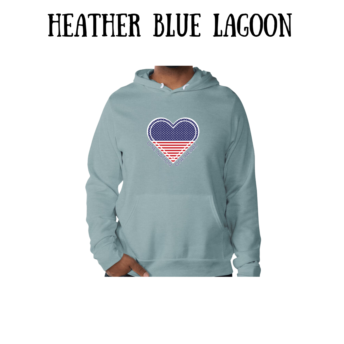 PP - One Nation One Heart - Sponge Fleece Hoodie - Blues, Purples