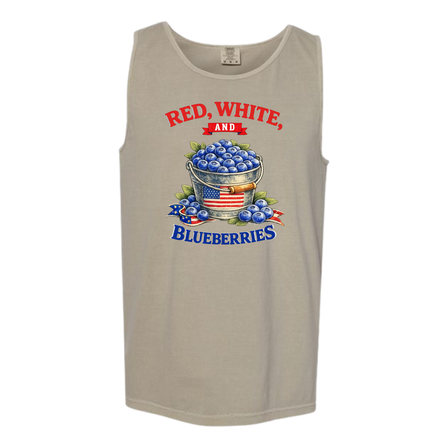 Red, White, And Blueberries - Comfort Colors - Unisex Tank - Neutral Colors & Blues