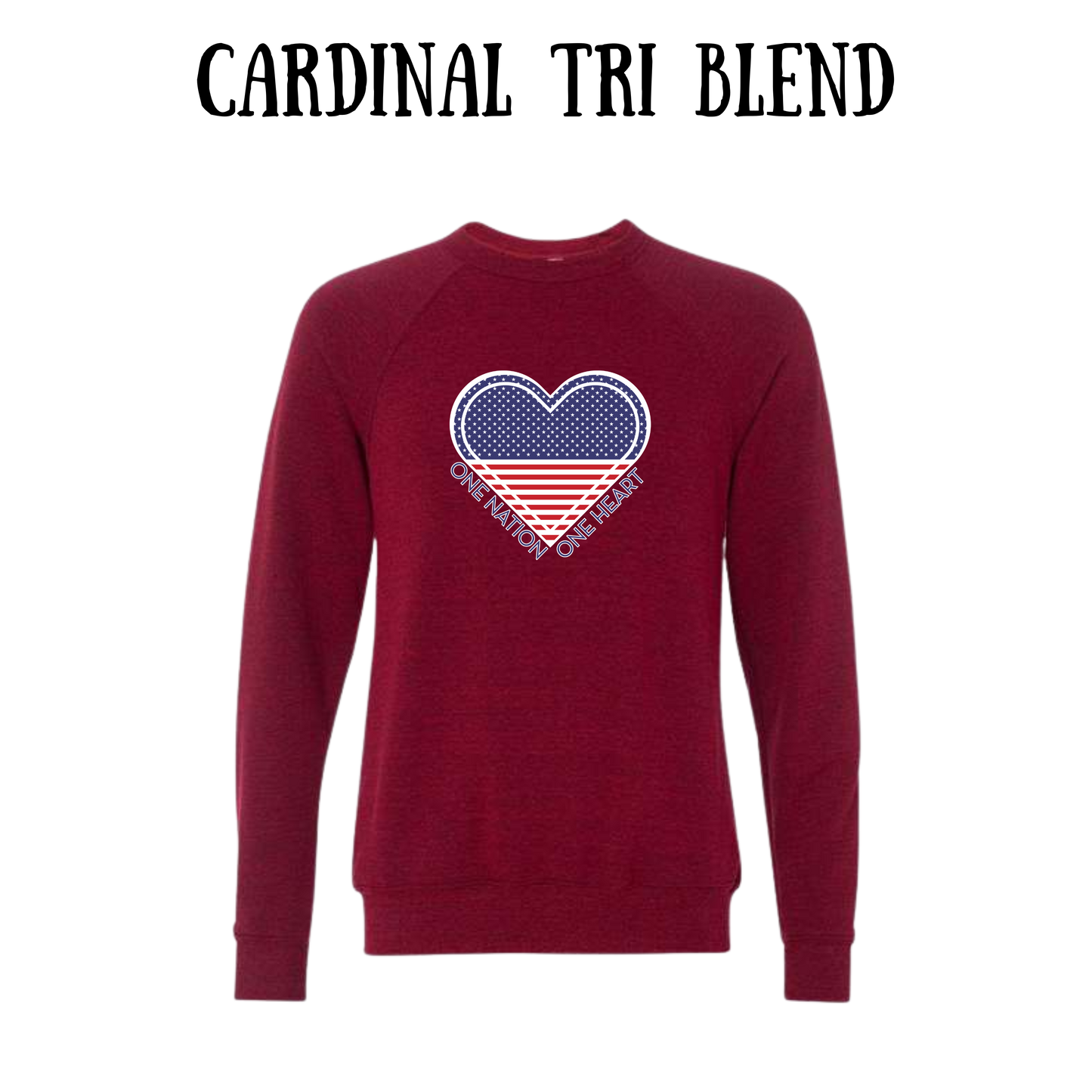 PP - One Nation One Heart - Sponge Fleece Raglan Sweatshirt - Assorted Colors