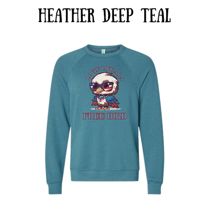 PP - Lovin' Life As A Free Bird - Sponge Fleece Raglan Sweatshirt - Blues, Purples