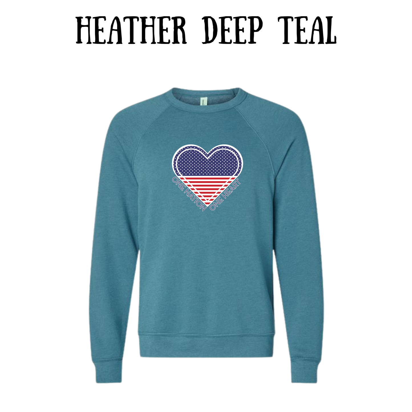 PP - One Nation One Heart - Sponge Fleece Raglan Sweatshirt - Blues, Purples