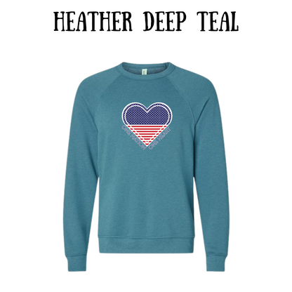 PP - One Nation One Heart - Sponge Fleece Raglan Sweatshirt - Blues, Purples