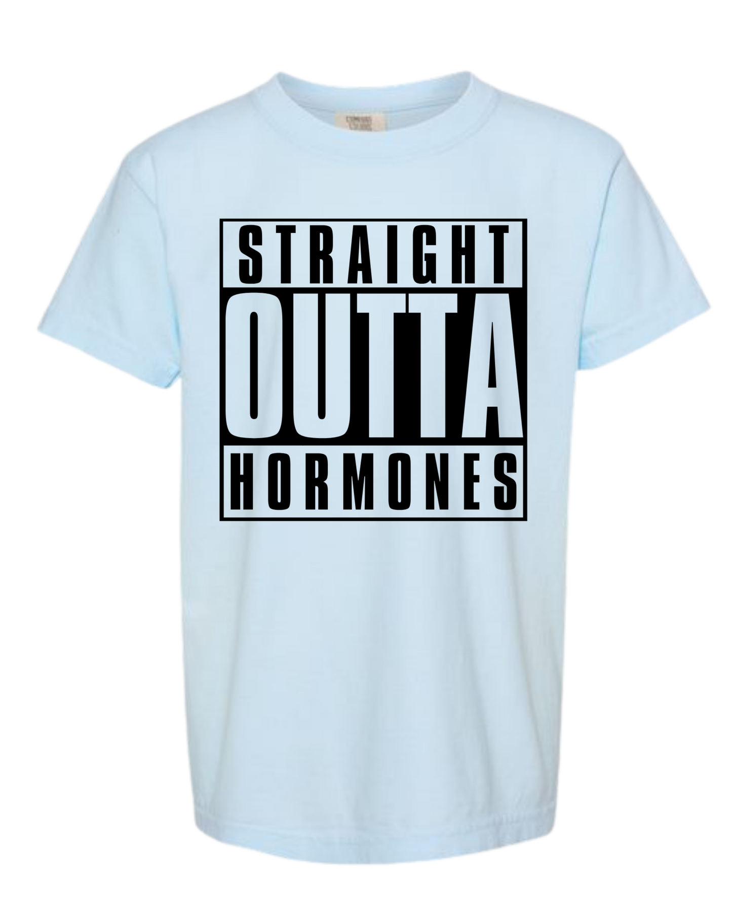 Straight Outta Hormones - Comfort Colors - Heavyweight Youth Tee - Neutral Colors & Blues
