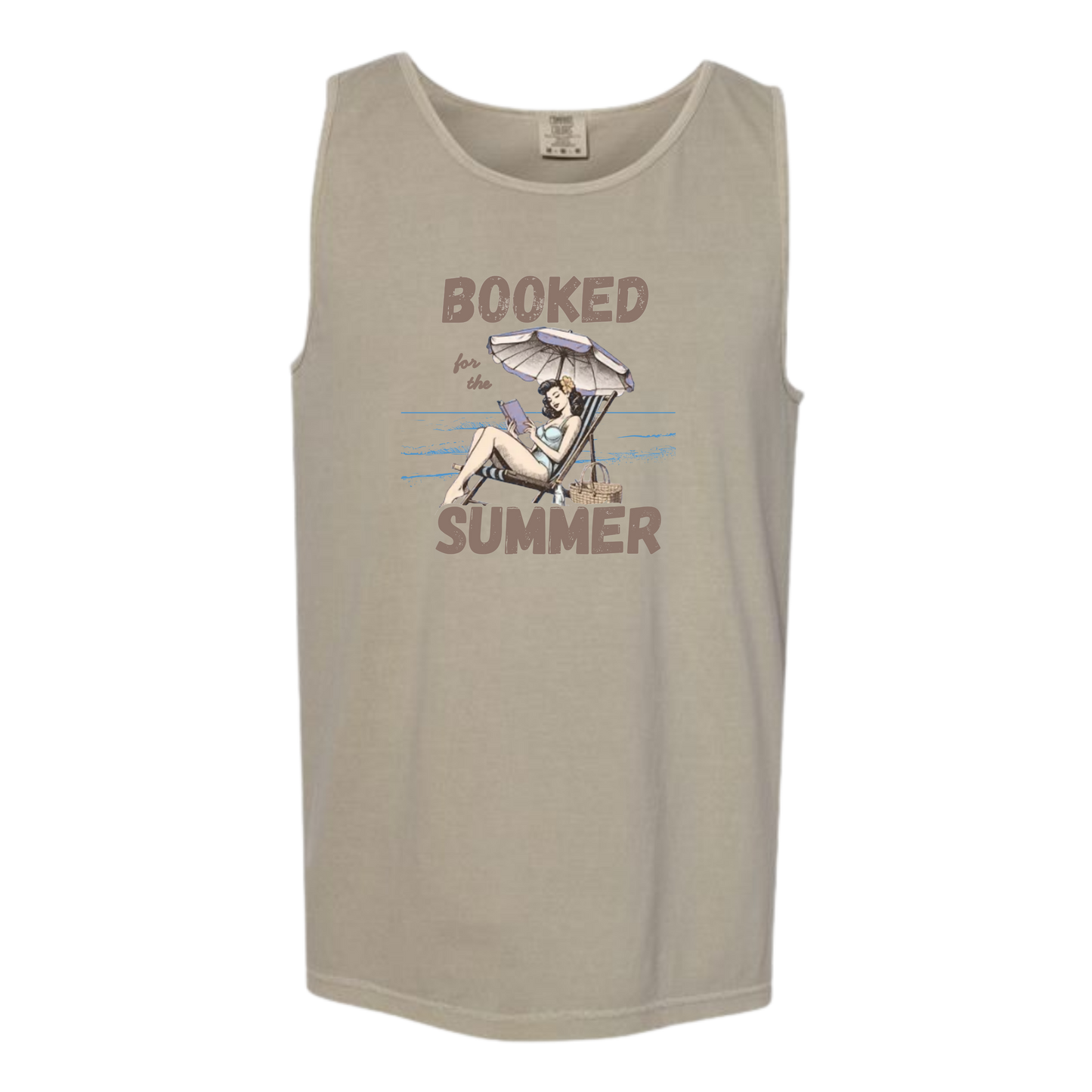 Booked for the Summer - Comfort Colors - Unisex Tank - Neutral Colors & Blues