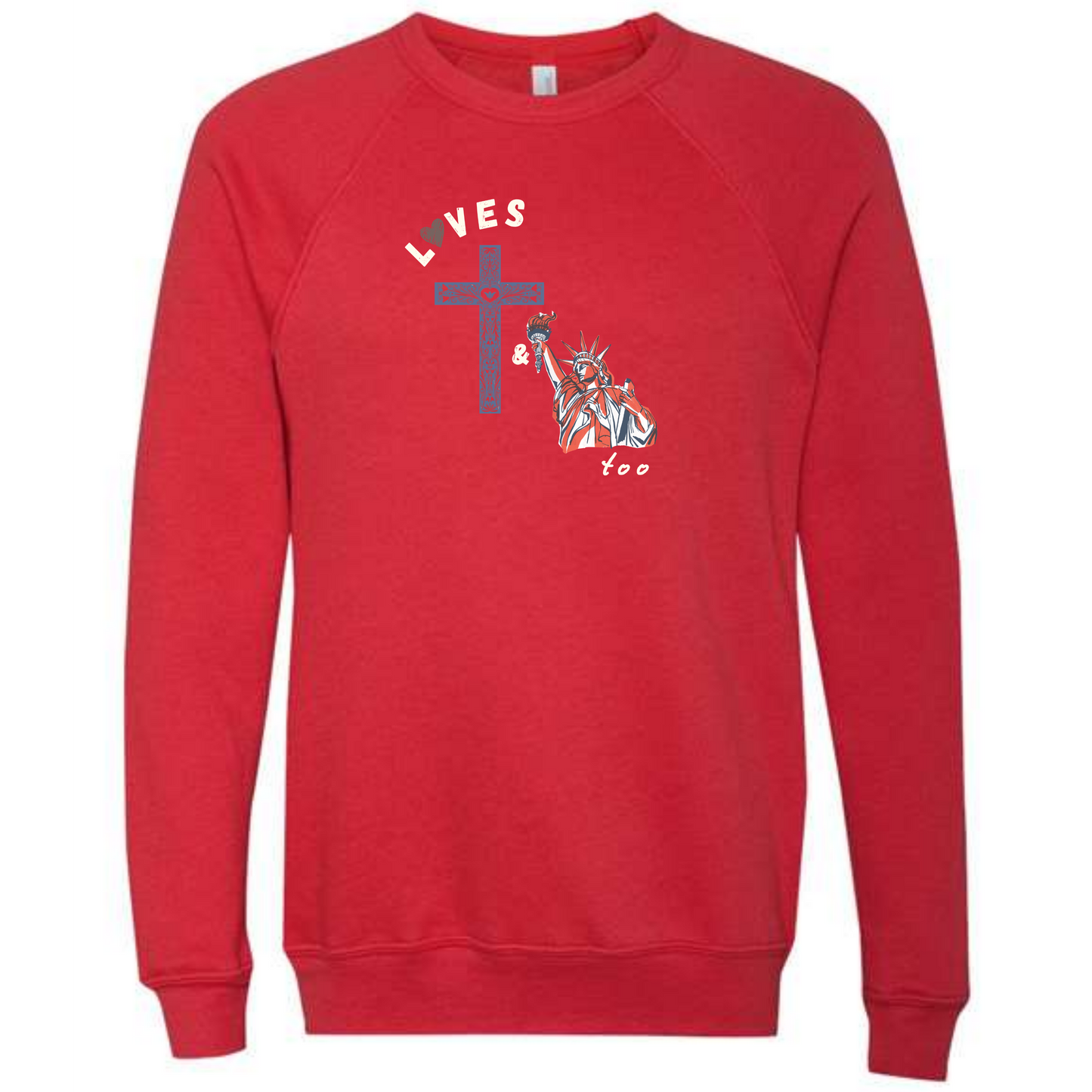 Loves Jesus & America too - Sponge Fleece Raglan Sweatshirt - Assorted Colors