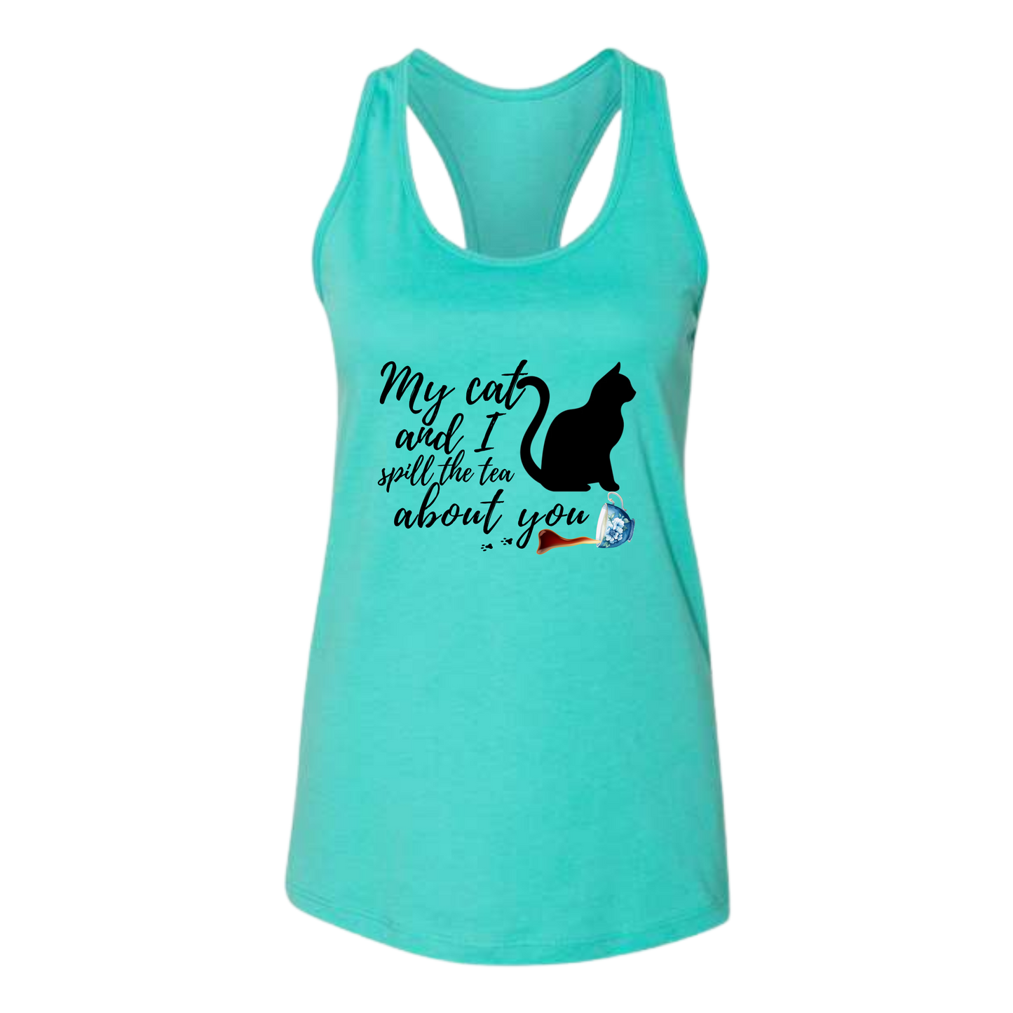 My Cat and I spill the tea about you - Bella+Canvas - Women's Jersey Racerback Tank