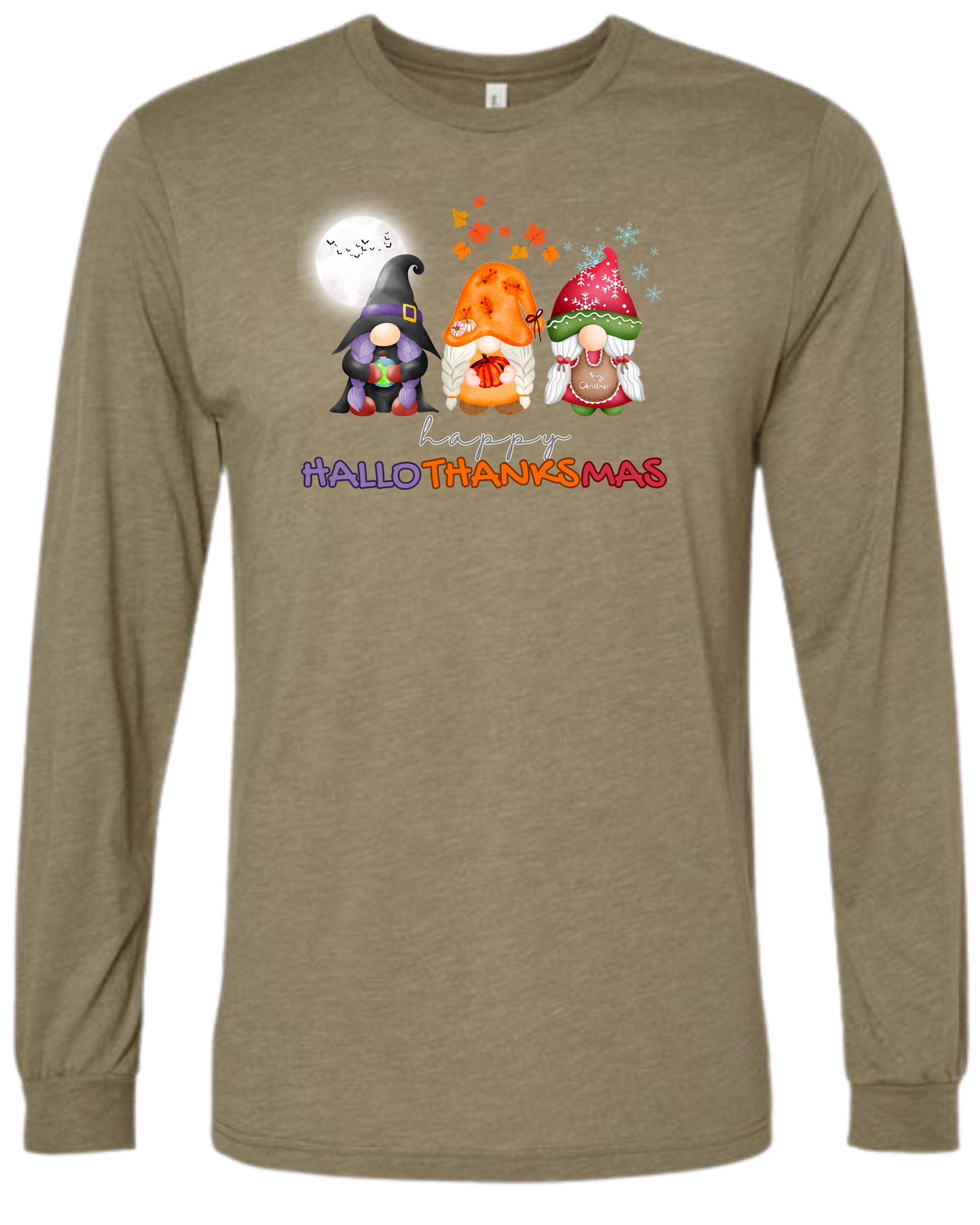 Happy HalloThanksMas Gnomes - Unisex Long Sleeve - Assorted Colors