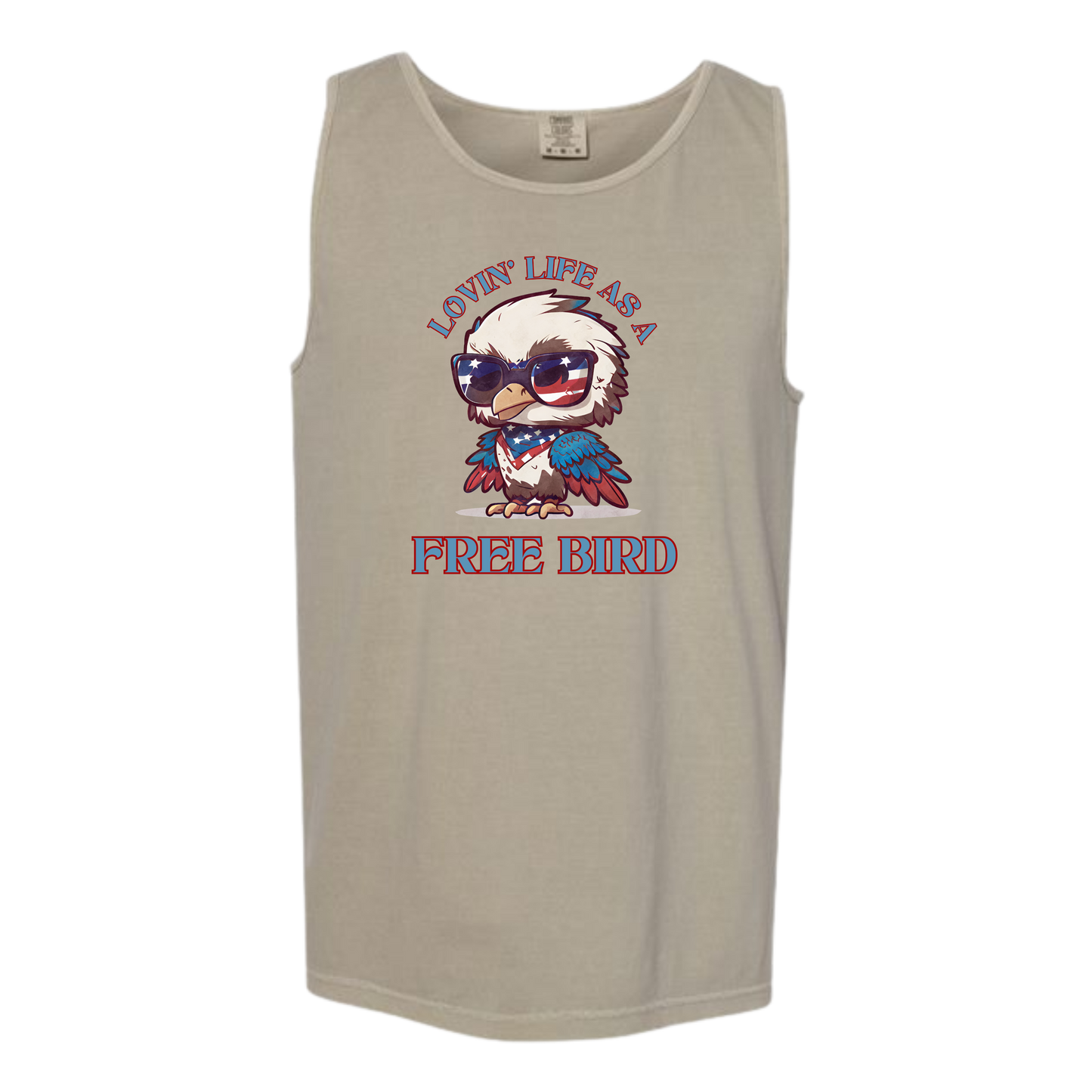 Lovin' Life as a Free Bird - Comfort Colors - Unisex Tank - Neutral Colors & Blues