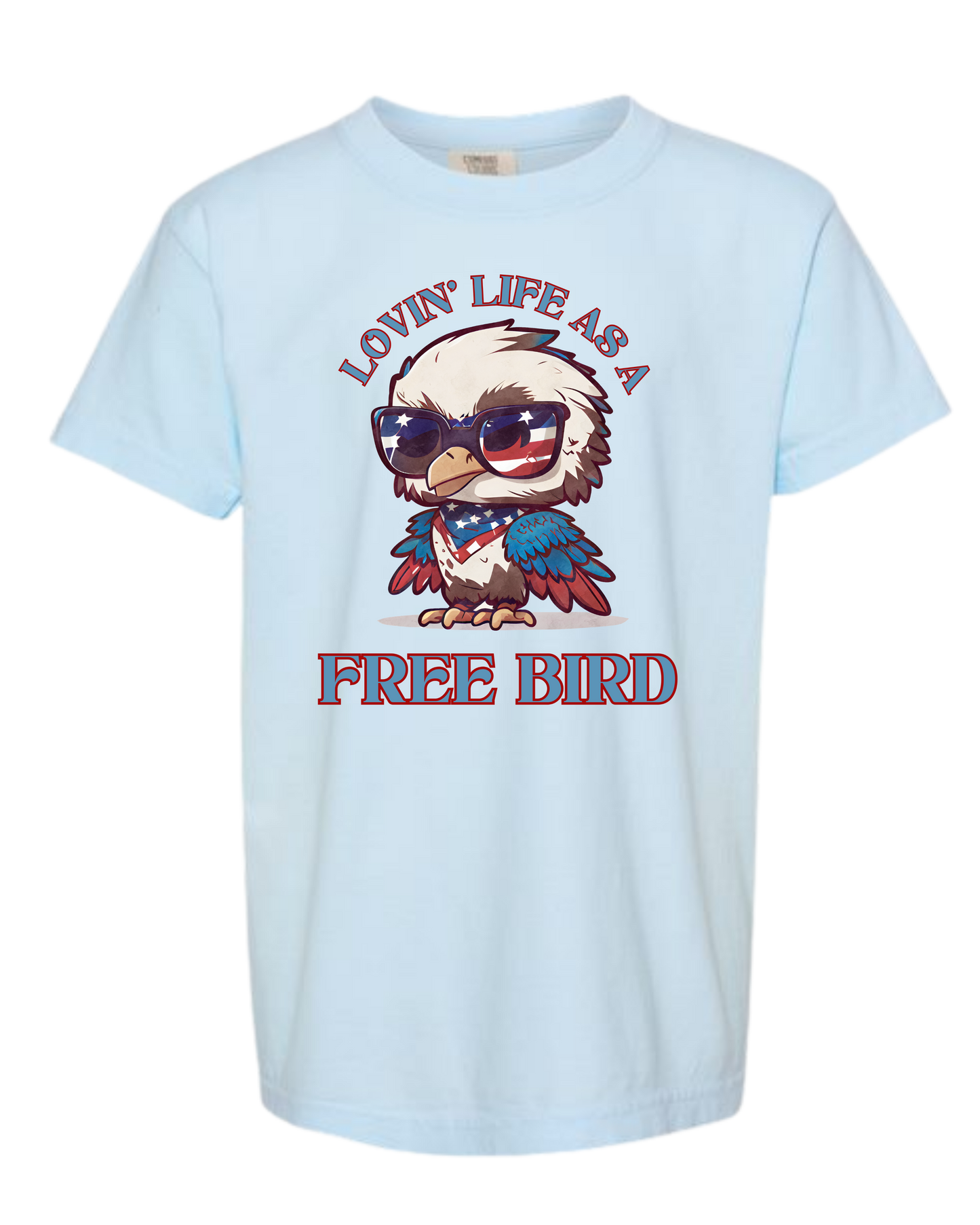 Lovin' Life as a Free Bird - Comfort Colors - Heavyweight Youth Tee - Neutral Colors & Blues