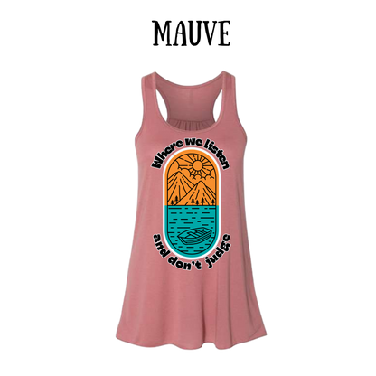 CP - Where We Listen and Don't Judge - Women's Flowy Racerback Tank