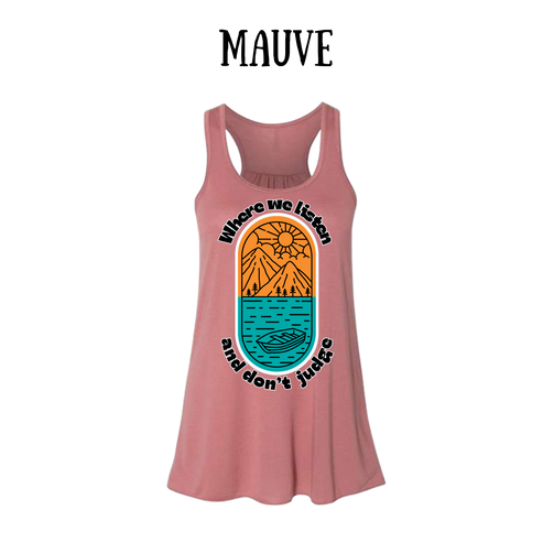 CP - Where We Listen and Don't Judge - Women's Flowy Racerback Tank