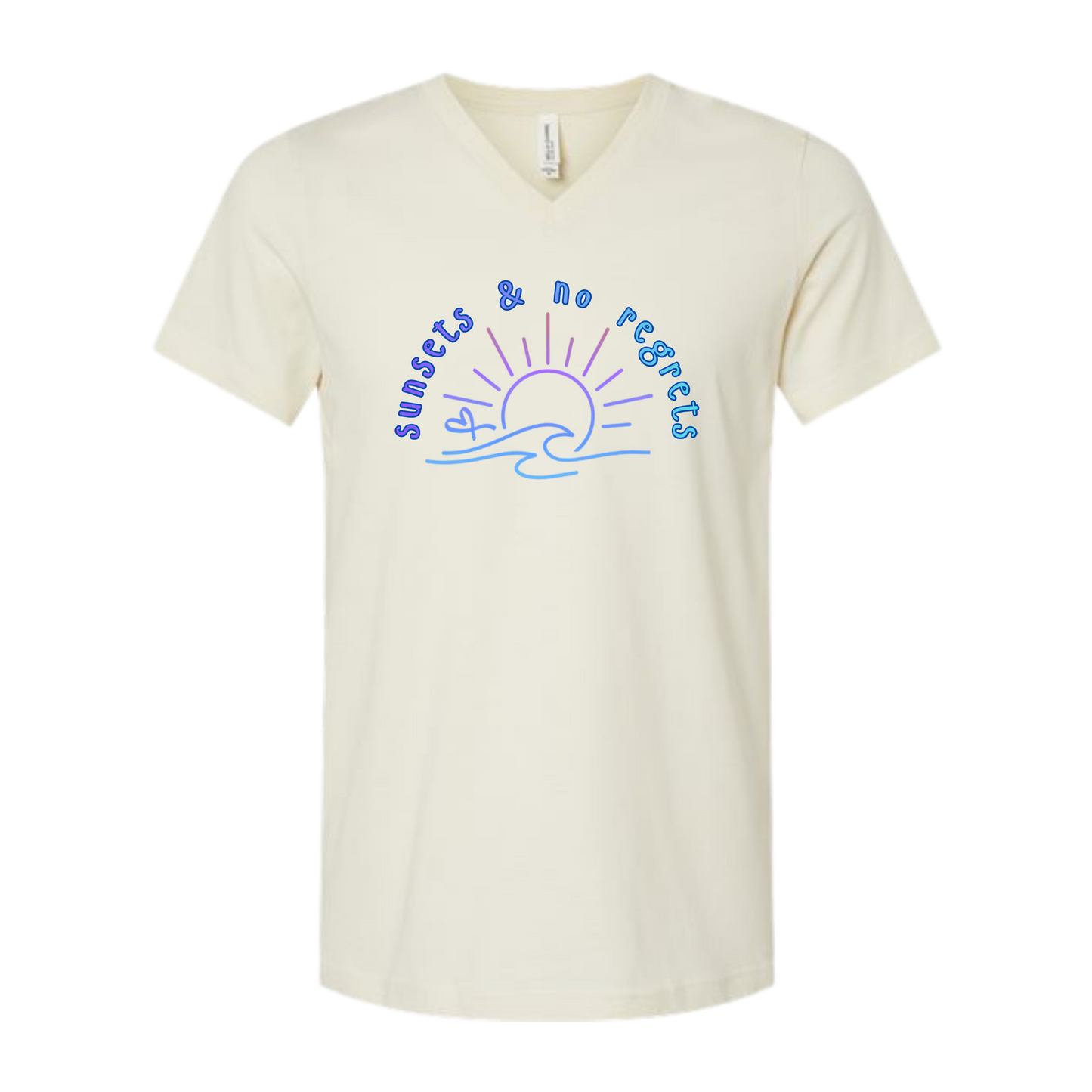 Sunsets & No Regrets - Bella+Canvas - Unisex V-Neck - Neutral Colors