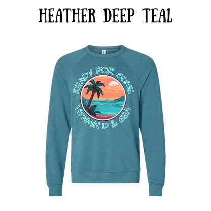 VP - Ready For Some Vitamin D & Sea - Sponge Fleece Raglan Sweatshirt - Blues, Purples