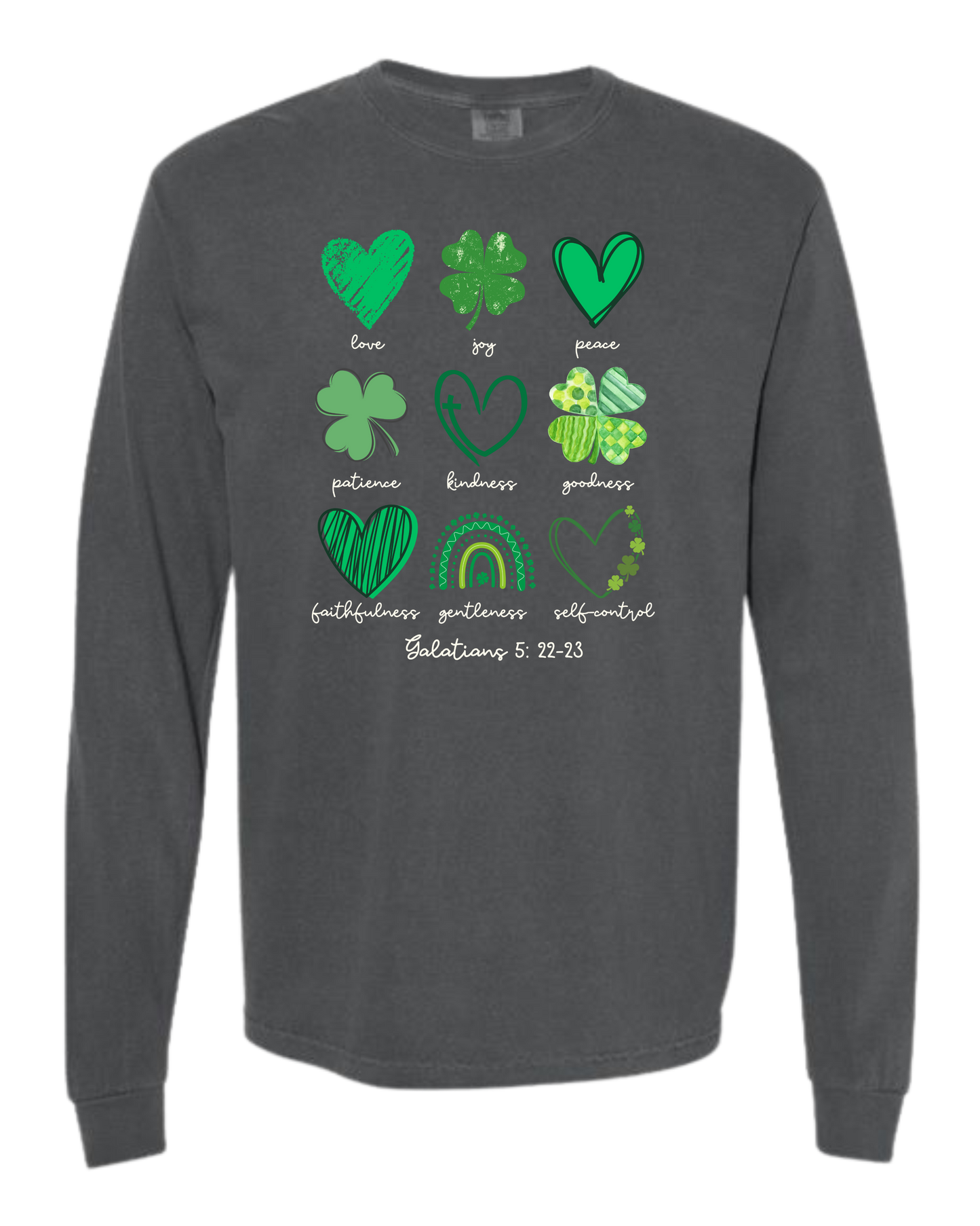 Galatians 5 - St Patrick's Day - Comfort Colors - Heavyweight Long Sleeve Tee - Neutral Colors