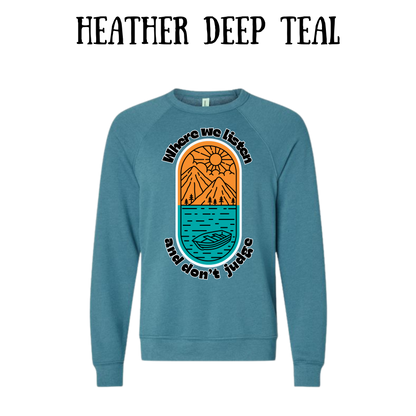 CP - Where We Listen and Don't Judge - Sponge Fleece Raglan Sweatshirt - Blues, Purples