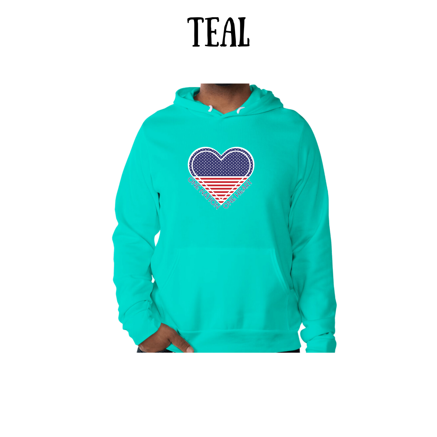 PP - One Nation One Heart - Sponge Fleece Hoodie - Greens, Neutrals