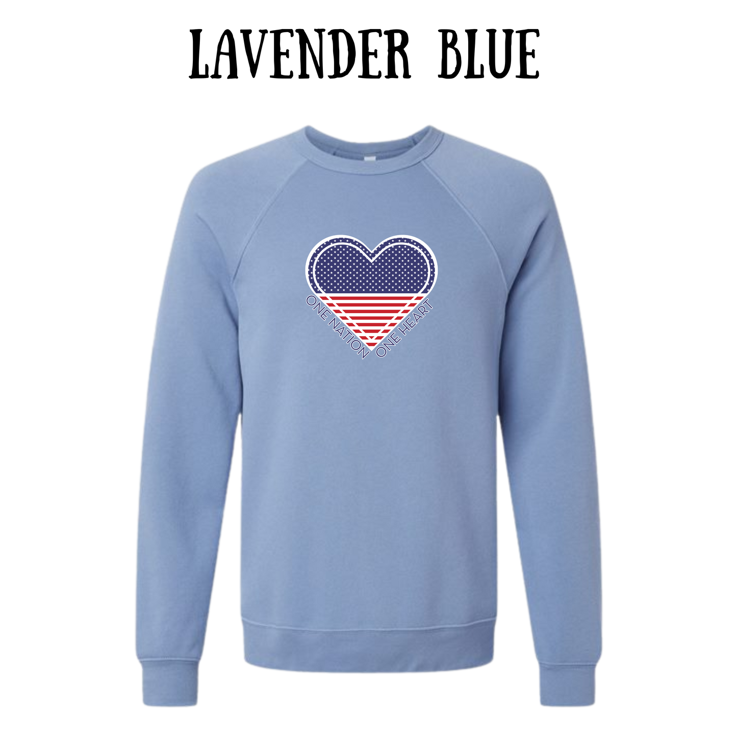 PP - One Nation One Heart - Sponge Fleece Raglan Sweatshirt - Blues, Purples