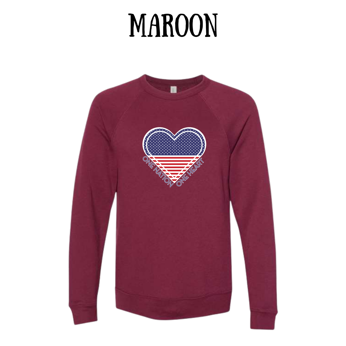 PP - One Nation One Heart - Sponge Fleece Raglan Sweatshirt - Assorted Colors