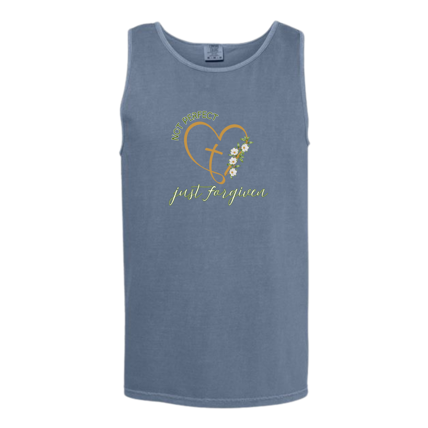 Not Perfect Just Forgiven - Comfort Colors - Unisex Tank - Neutral Colors & Blues
