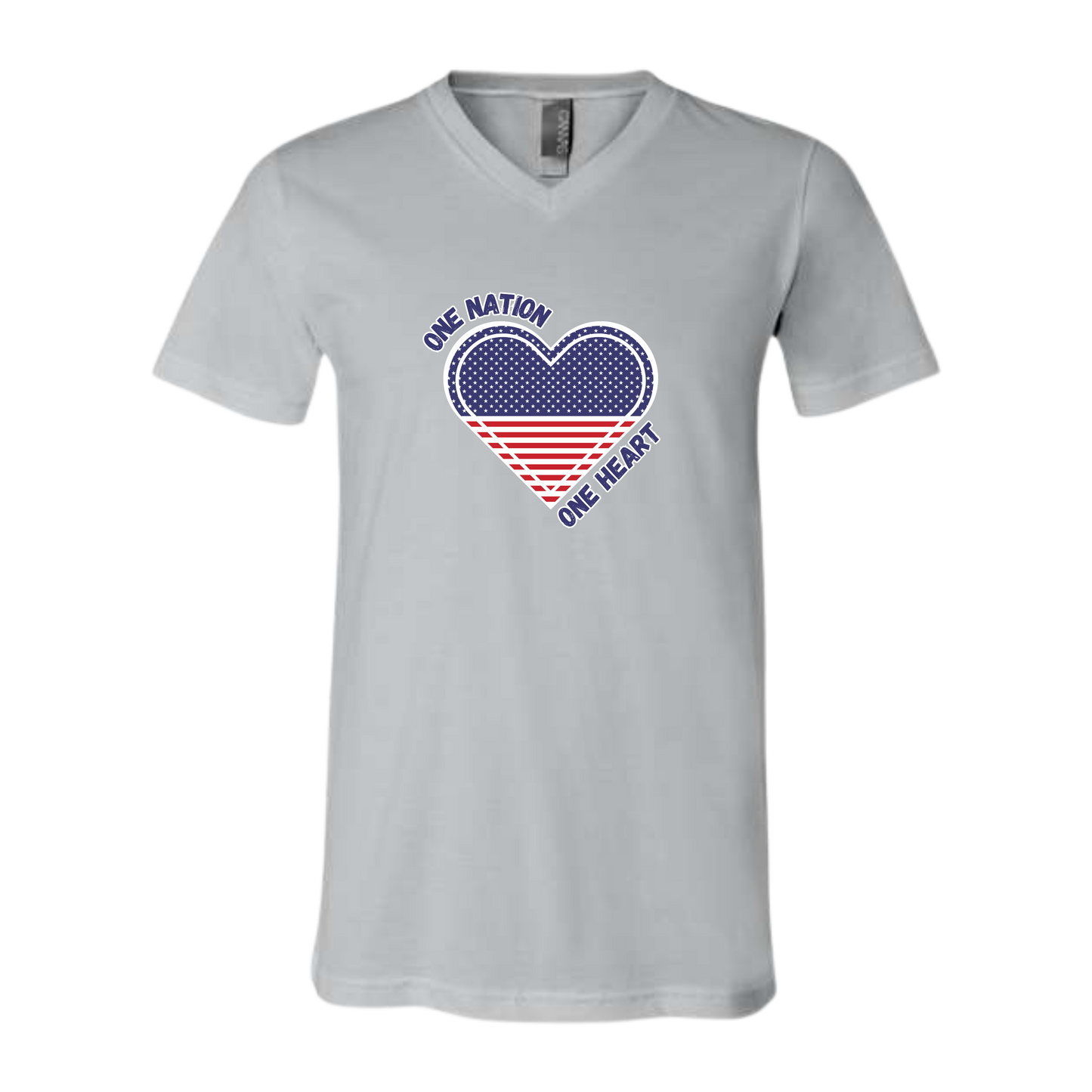 One Nation One Heart - Bella+Canvas - Unisex V-Neck - Neutral Colors