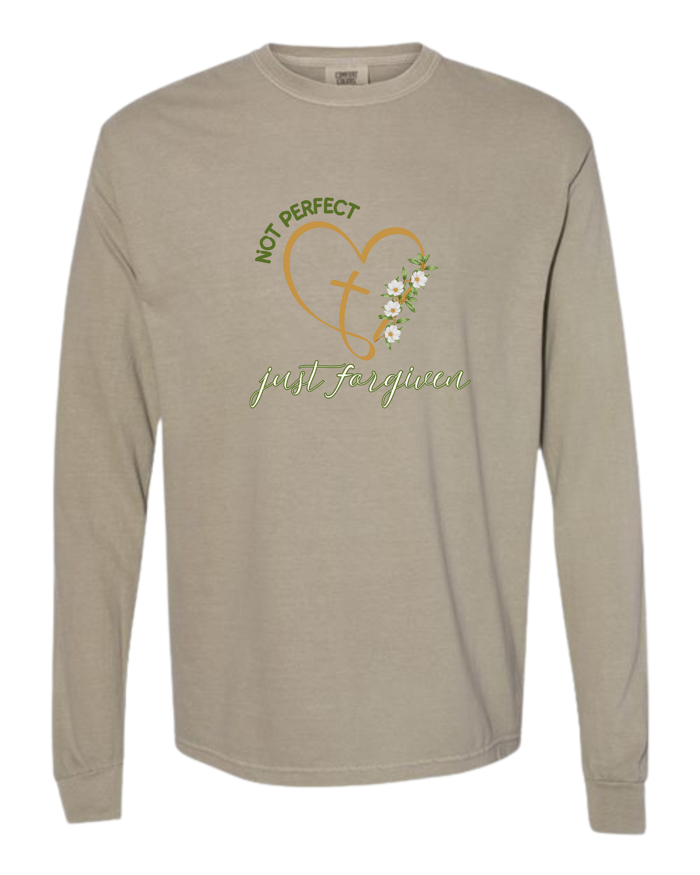 Not Perfect Just Forgiven - Comfort Colors - Heavyweight Long Sleeve Tee - Neutral Colors