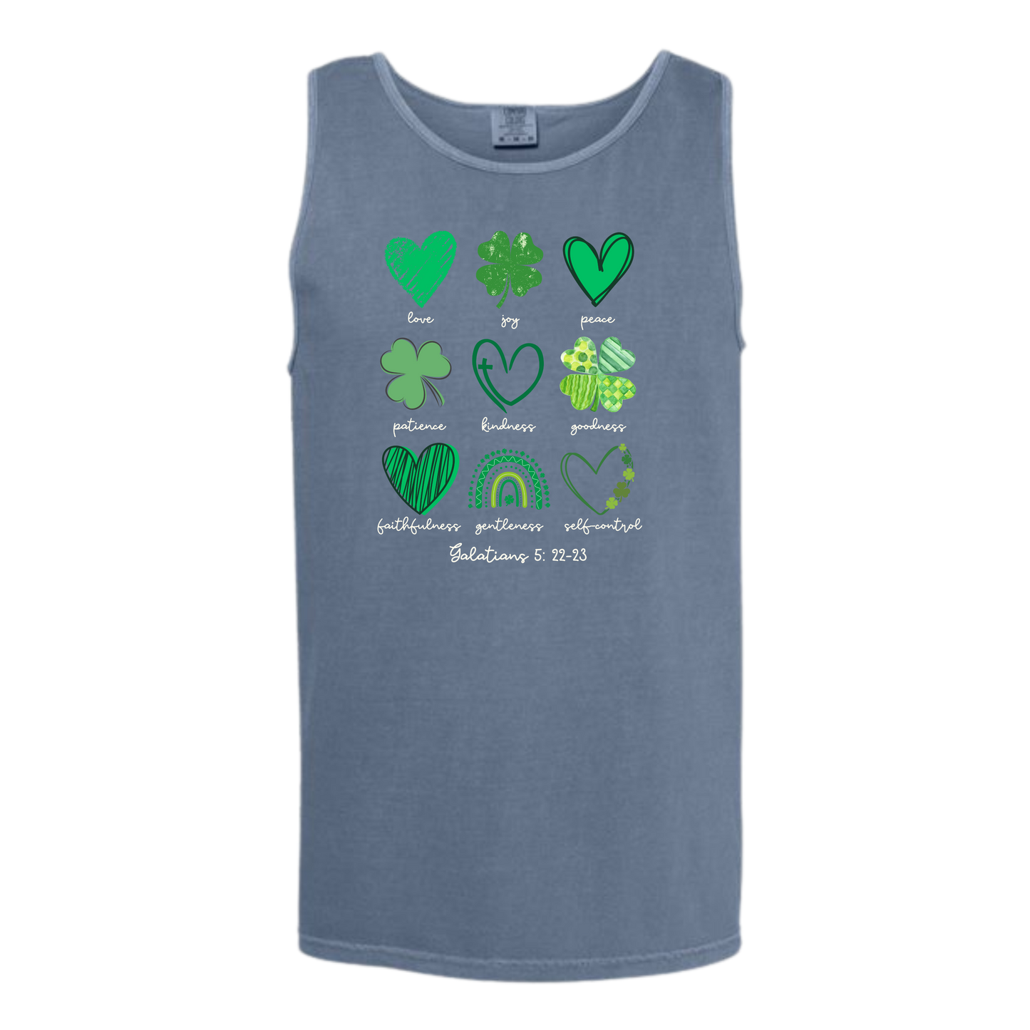 Galatians 5 - St Patrick's Day - Comfort Colors - Unisex Tank - Neutral Colors & Blues