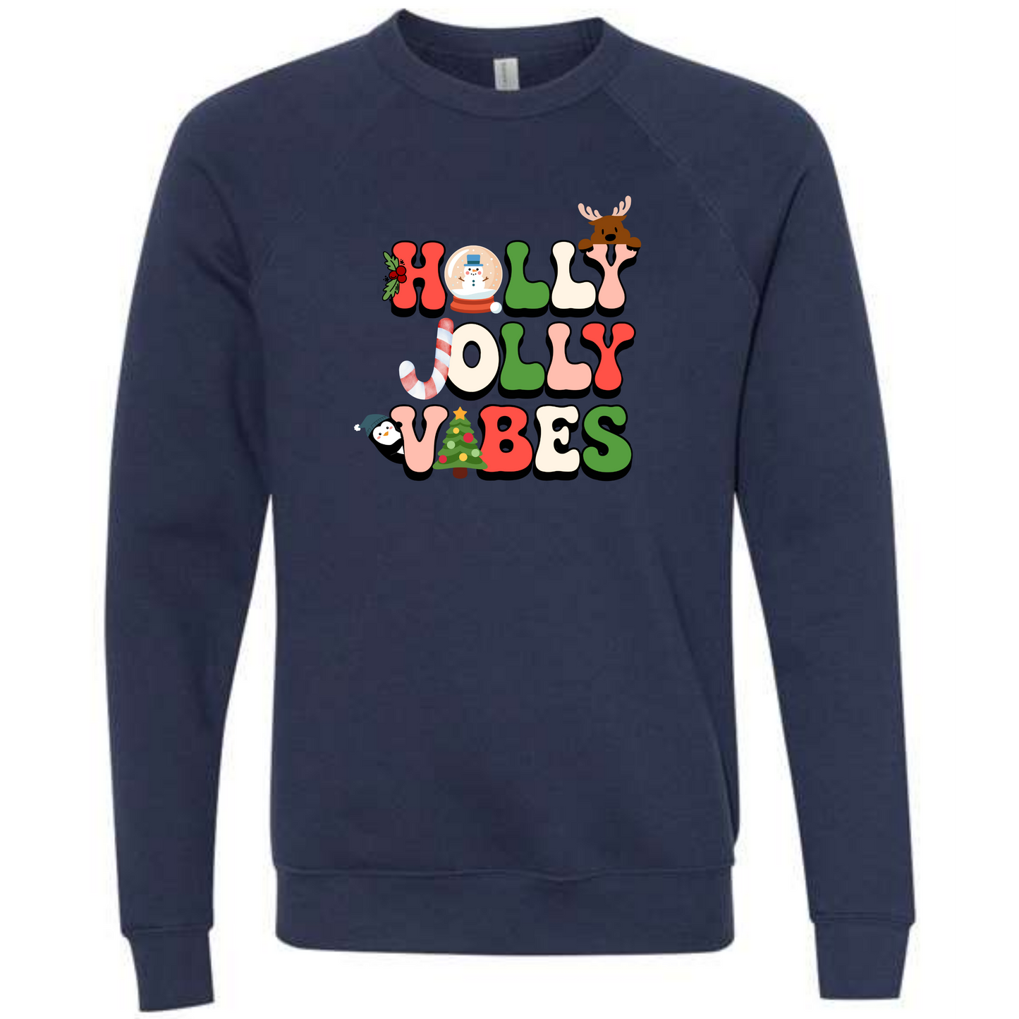 Holly Jolly Vibes - Sponge Fleece Raglan Sweatshirt - Blues, Purples