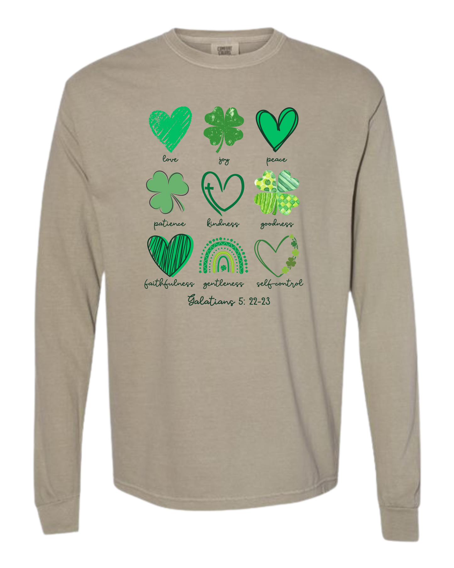 Galatians 5 - St Patrick's Day - Comfort Colors - Heavyweight Long Sleeve Tee - Neutral Colors