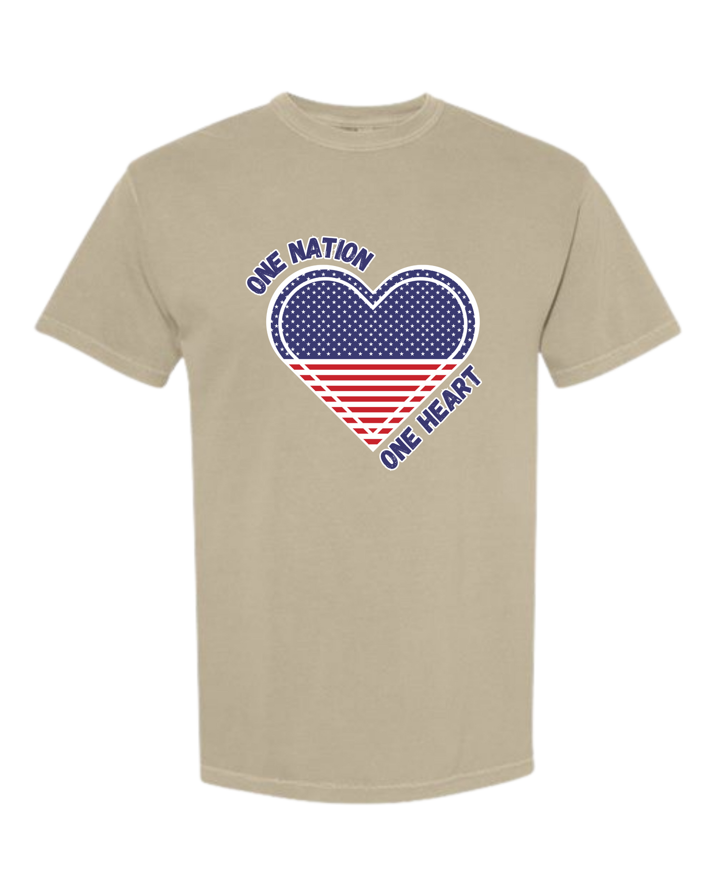 One Nation One Heart - Comfort Colors - Heavyweight Unisex Tee - Neutral Colors