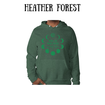 when the moon speaks - sponge fleece hoodie - greens, neutrals