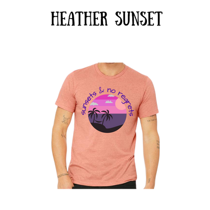 VP - Sunsets & No Regrets - Unisex Tee - Yellows, Oranges, Reds