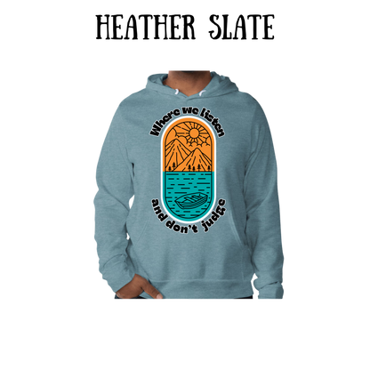CP - Where We Listen and Don't Judge - Sponge Fleece Hoodie - Greens, Neutrals
