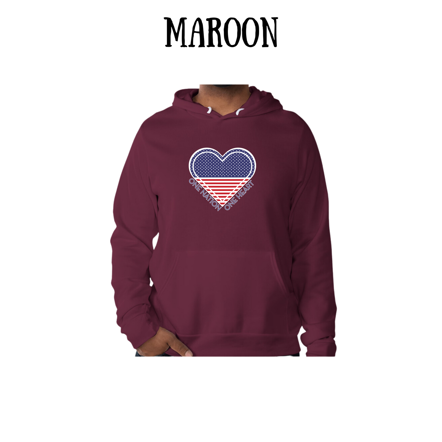 PP - One Nation One Heart - Sponge Fleece Hoodie - Assorted Colors