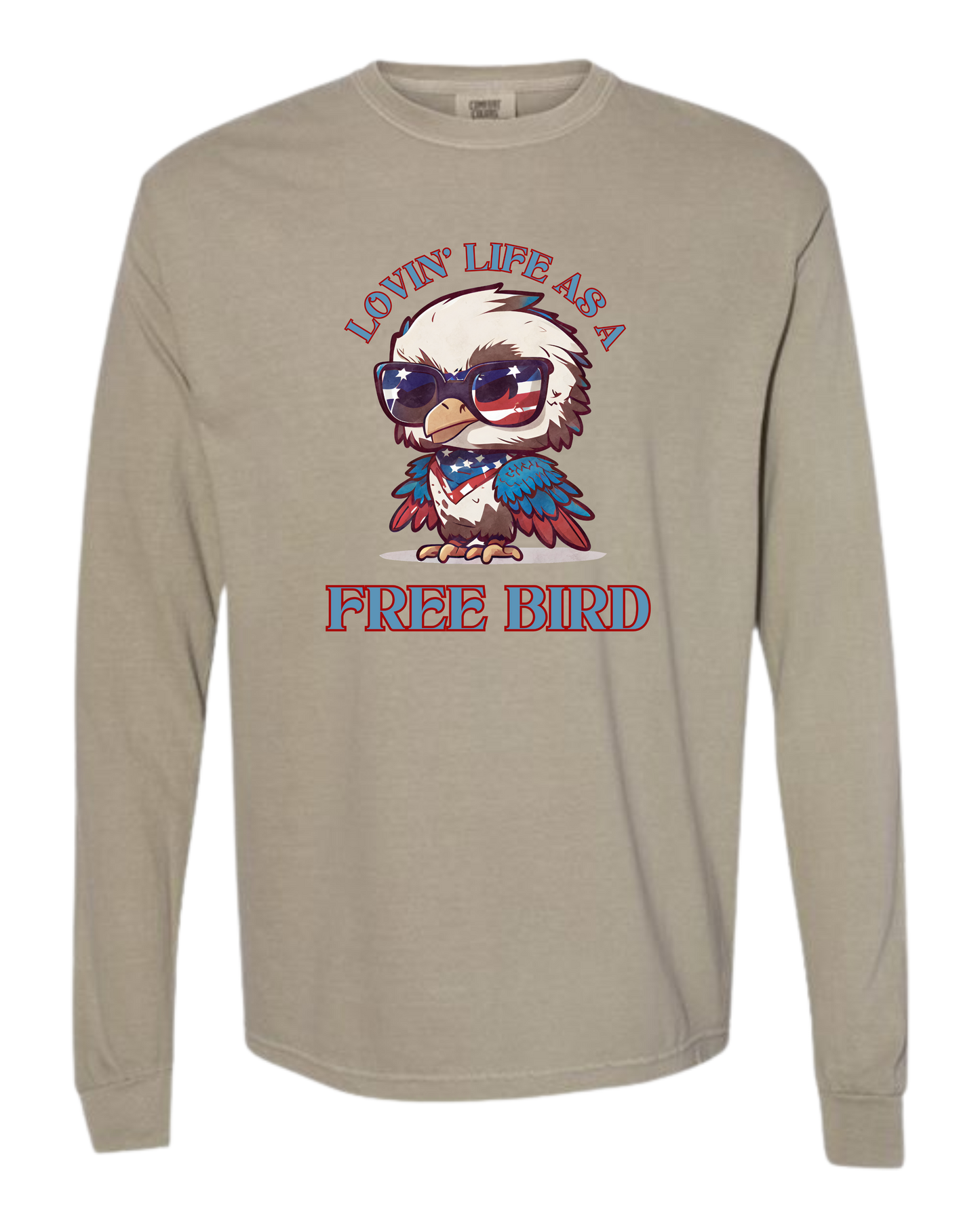 Lovin' Life as a Free Bird - Comfort Colors - Heavyweight Long Sleeve Tee - Neutral Colors
