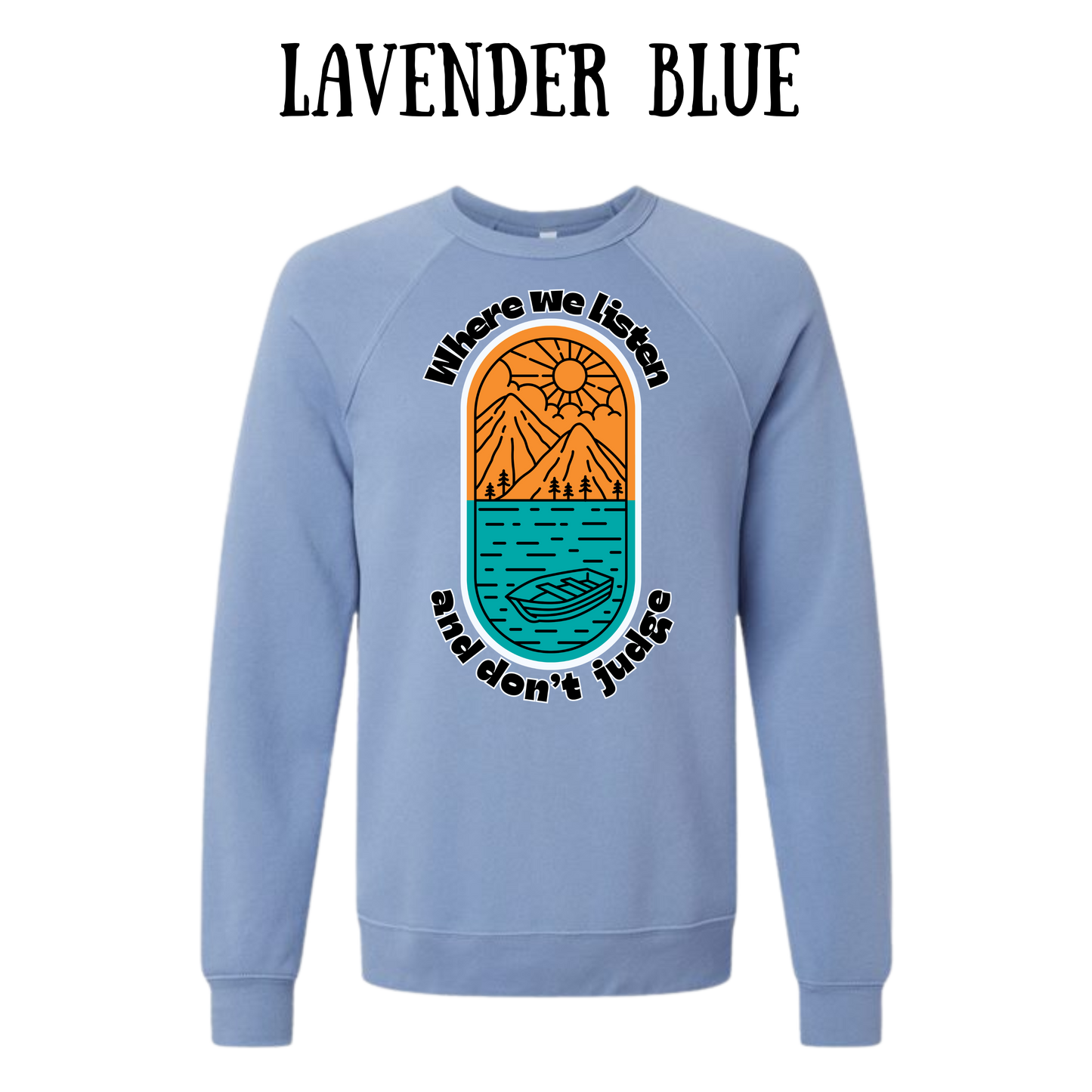 CP - Where We Listen and Don't Judge - Sponge Fleece Raglan Sweatshirt - Blues, Purples