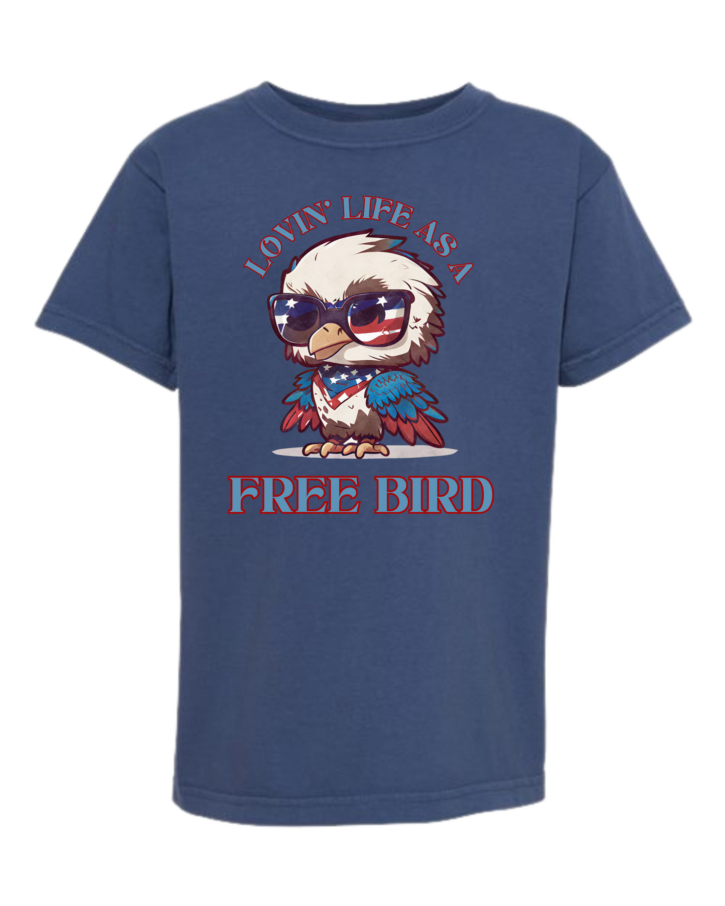 Lovin' Life as a Free Bird - Comfort Colors - Heavyweight Youth Tee - Neutral Colors & Blues
